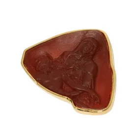 Symbols Of Faith Pietà Inspired Devine Embrace Carnelian Red Stone Cameo Pin