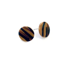 Tiger Striped Disc Stud Earrings