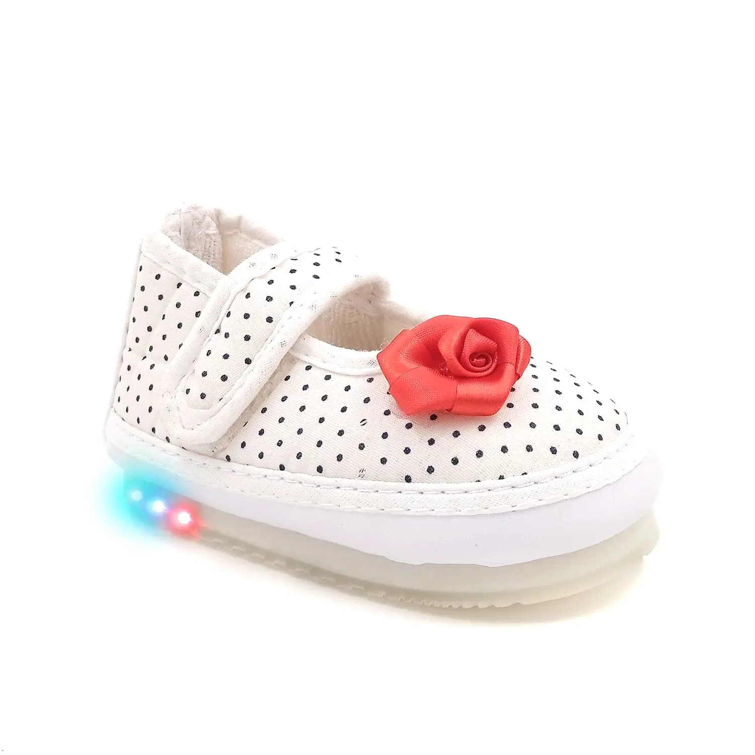 Urbanfeet's Kids LED Light Shoes with Chu Chu Music Sound & Polka Dot Print for Baby Girls and Boys (for 12-24 Months)