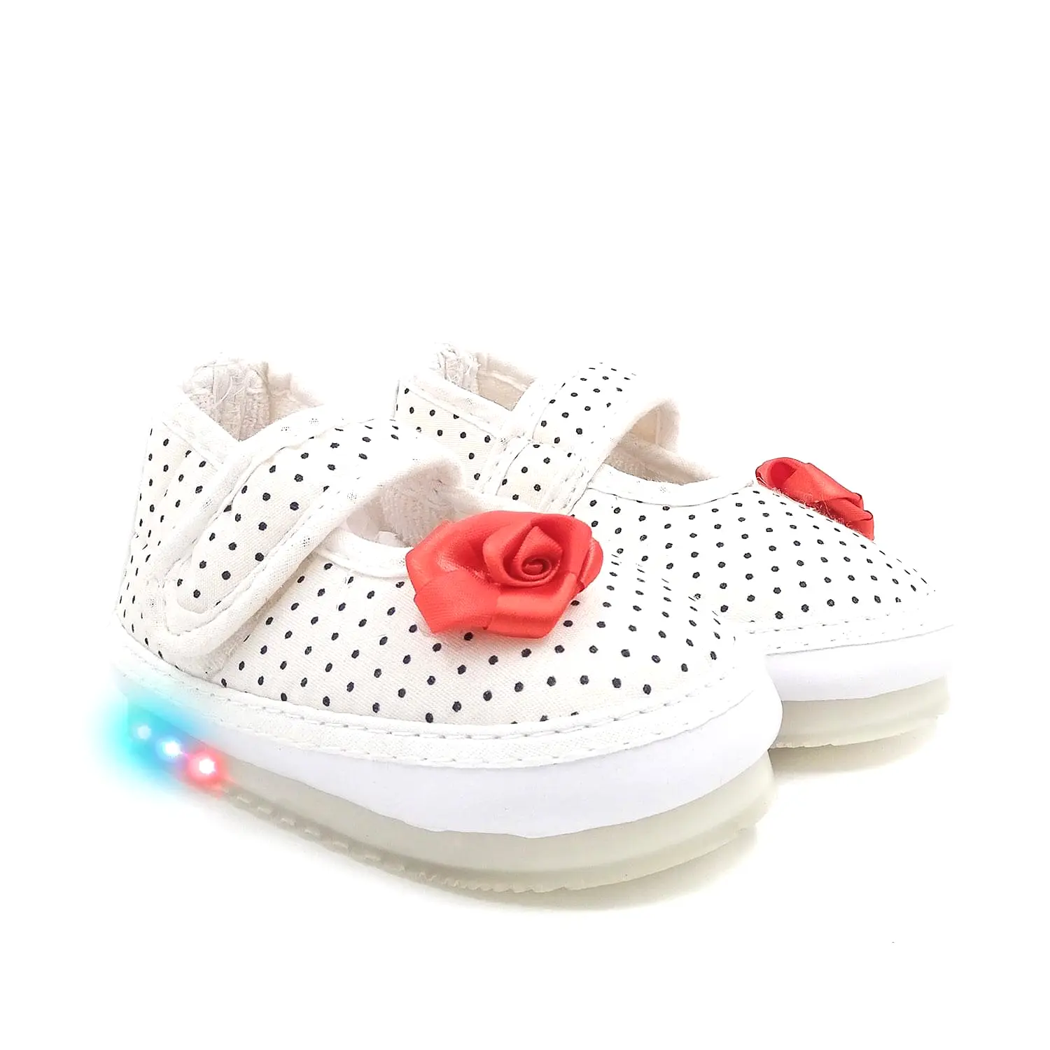 Urbanfeet's Kids LED Light Shoes with Chu Chu Music Sound & Polka Dot Print for Baby Girls and Boys (for 12-24 Months)