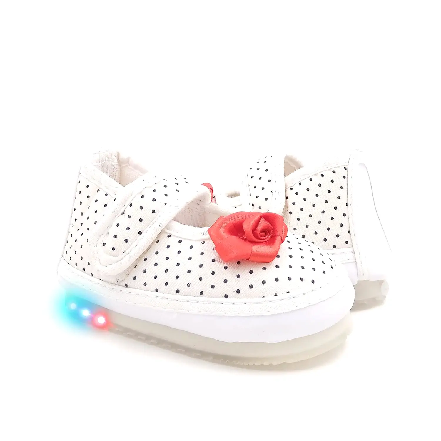 Urbanfeet's Kids LED Light Shoes with Chu Chu Music Sound & Polka Dot Print for Baby Girls and Boys (for 12-24 Months)