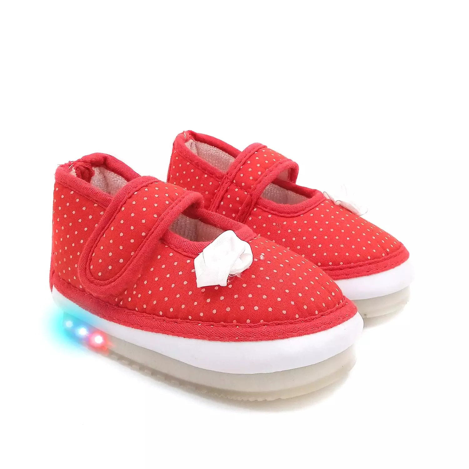 Urbanfeet's Kids LED Light Shoes with Chu Chu Music Sound & Polka Dot Print for Baby Girls and Boys (for 12-24 Months)