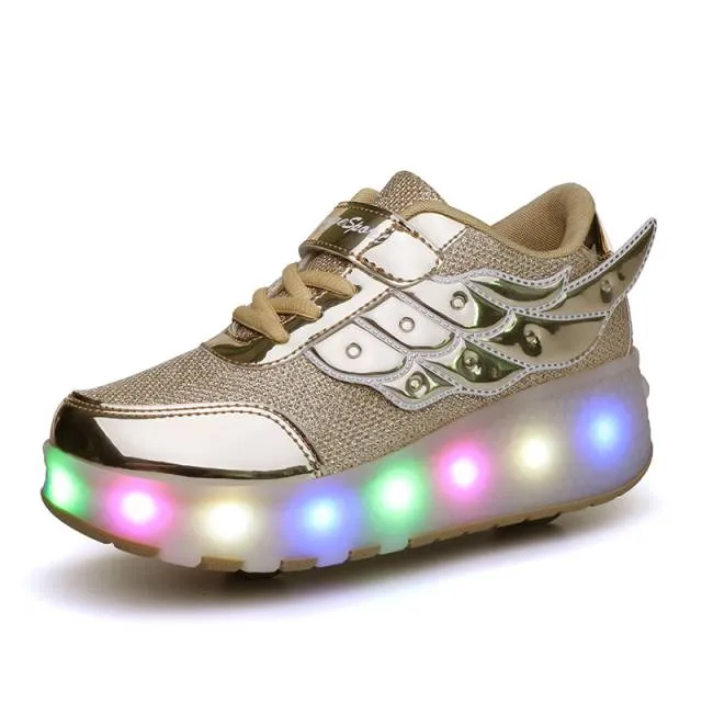 Usb charging led roller shoes kids roller skate shoes