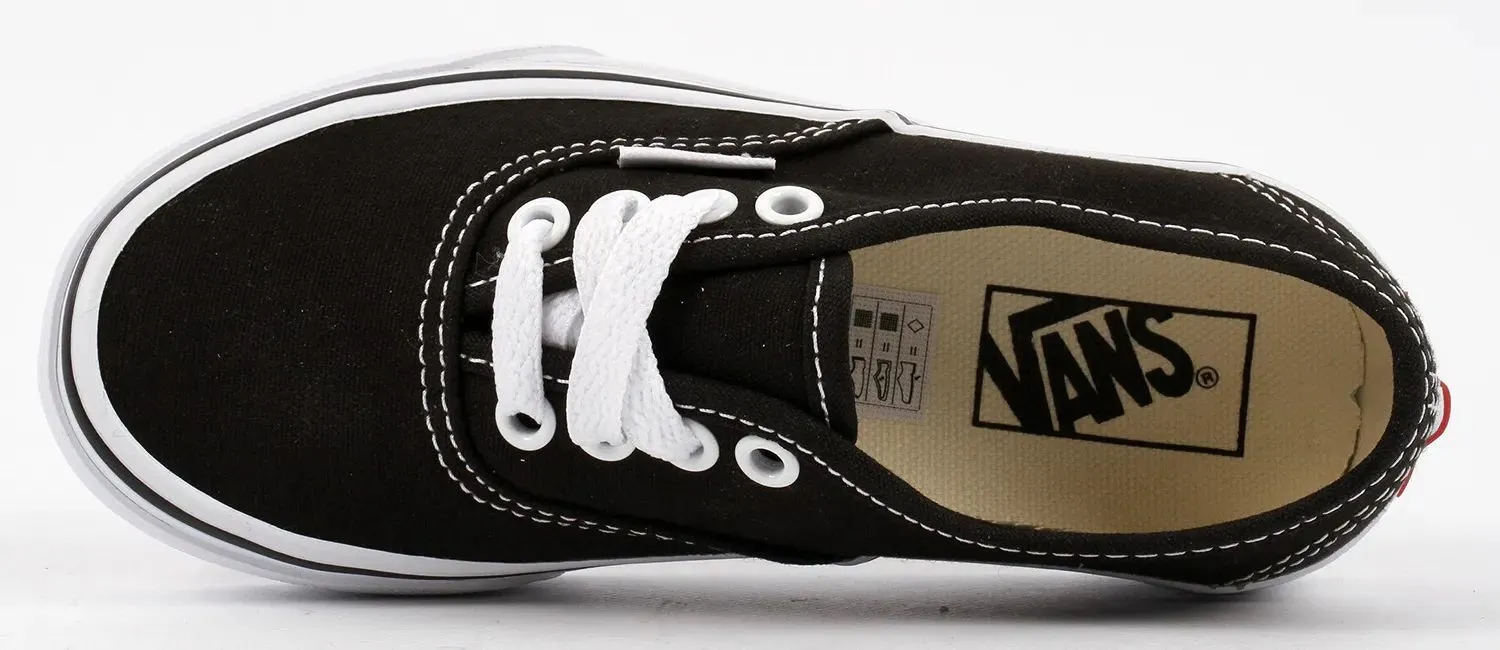 Vans Authentic Kids Skate Shoes - Black/True White