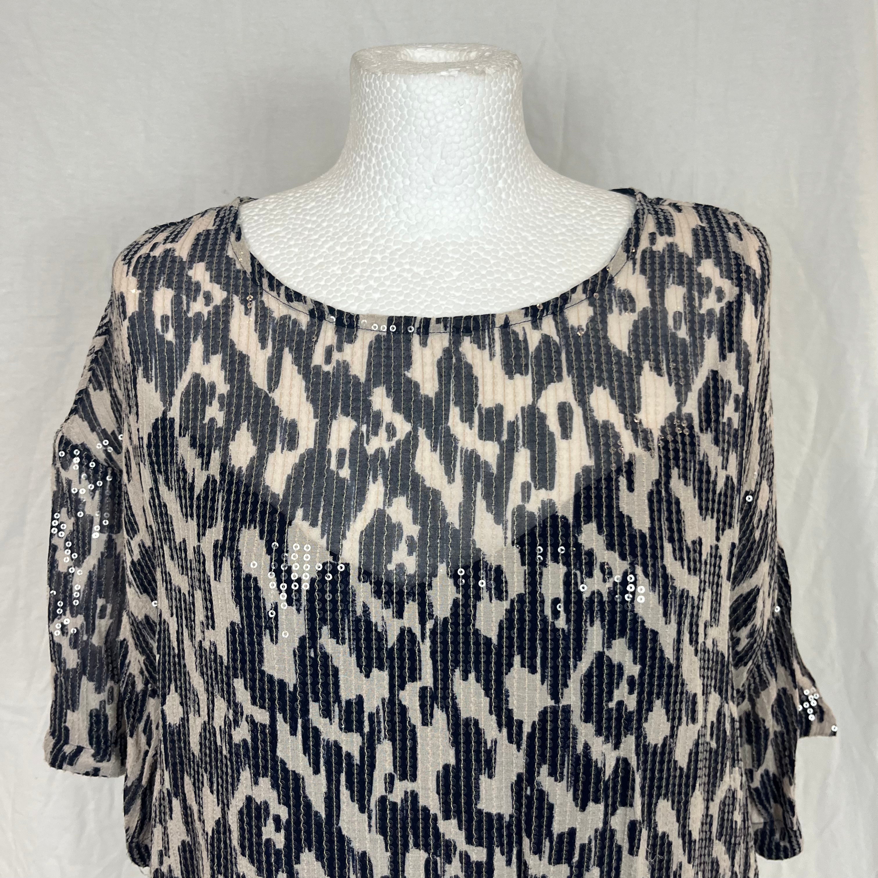 Velvet Graham & Spencer New Navy & Ecru Sequin Top XS