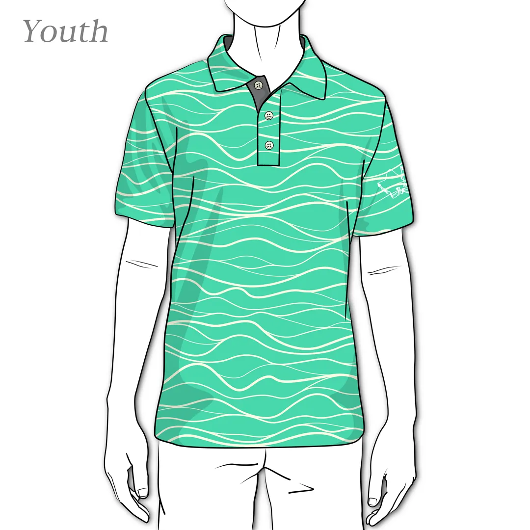 Wavy Seafoam - OGA Youth Polo - Seafoam Green