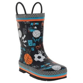 Western Chief Boy's Play Ball Rubber Rain Boots - Black