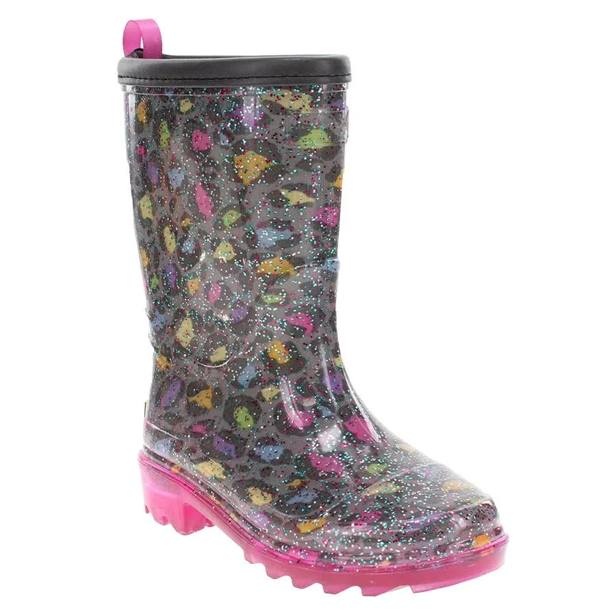 Western Chief Girl's Leopard Faux Fur Rain Boots - Multi