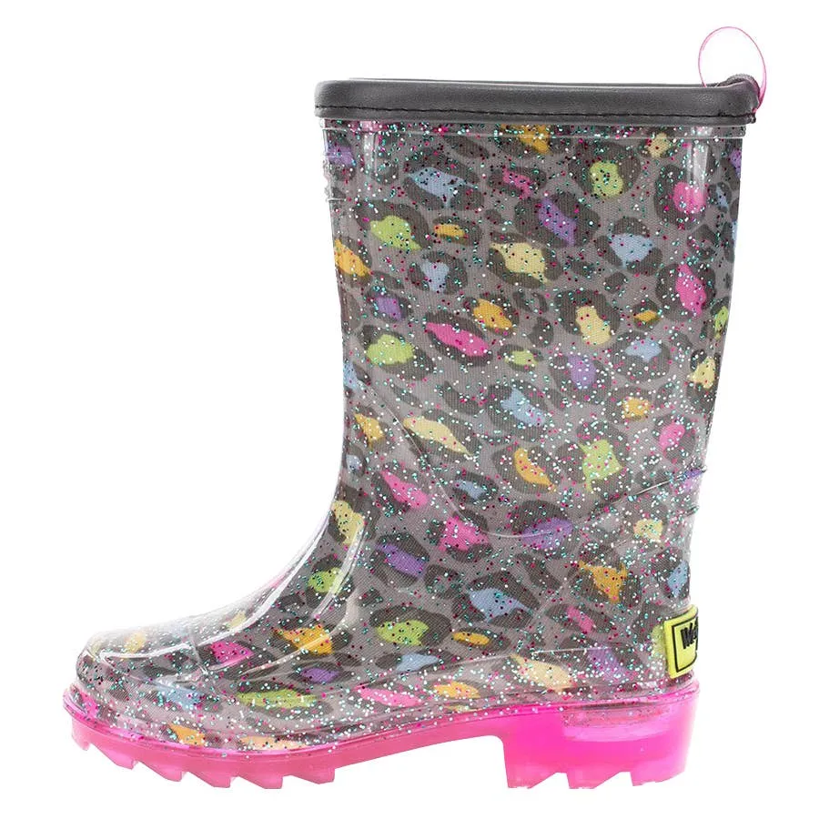 Western Chief Girl's Leopard Faux Fur Rain Boots - Multi