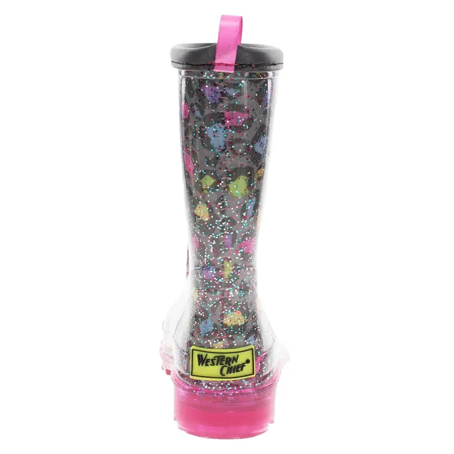 Western Chief Girl's Leopard Faux Fur Rain Boots - Multi