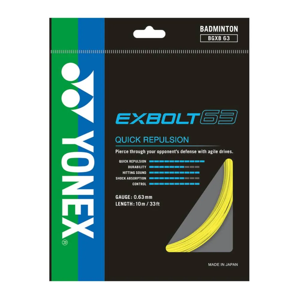 YONEX BG Exbolt 63 Badminton String (Yellow)